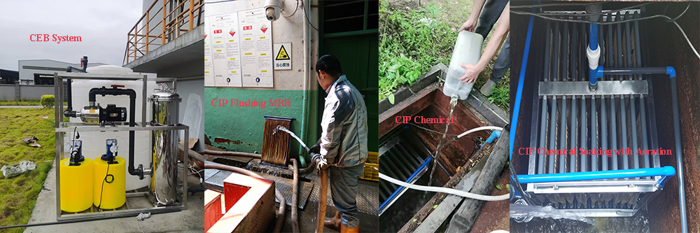 CIP and CEB cleaning of MBR Membrane